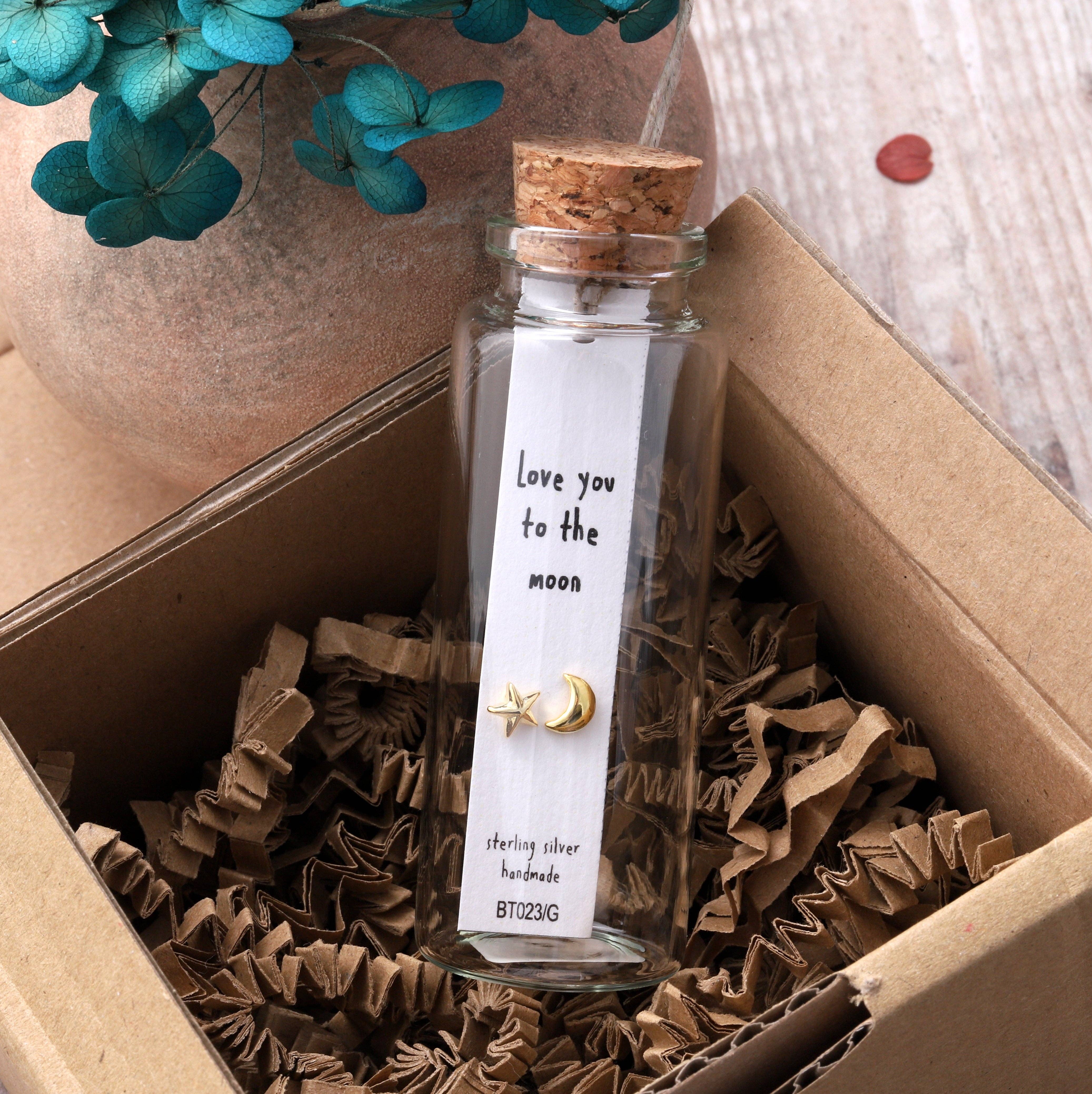 Attic creations - Wholesale Stud/Post Earrings - BT023 Earrings In A Message Bottle 'Love To The Moon'5