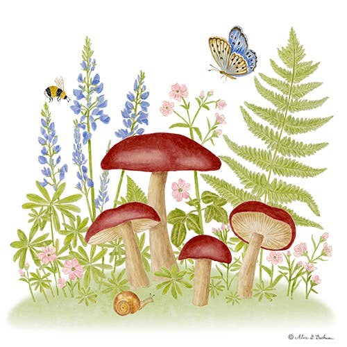 Alice's Cottage - Wholesale Tea Towel - Single Flour Sack Towels Packaged SP-538 Mushroom