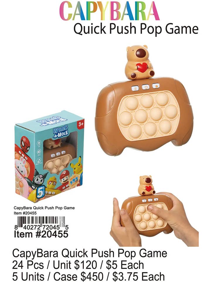CapyBara QuickPush Pop Game for wholesale by Puka Creations