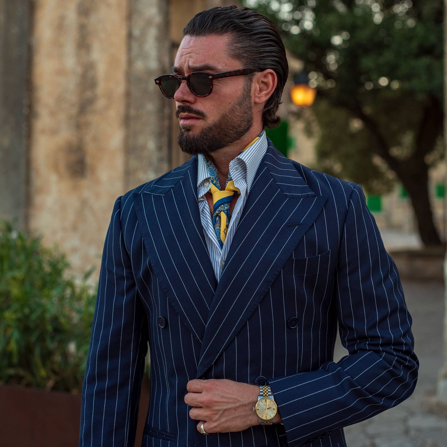 Elizabetta Made in Italy USA – Engroshandel Slips - Herre – Lucca - Håndvalset Silke Halstørklæde - Gul5