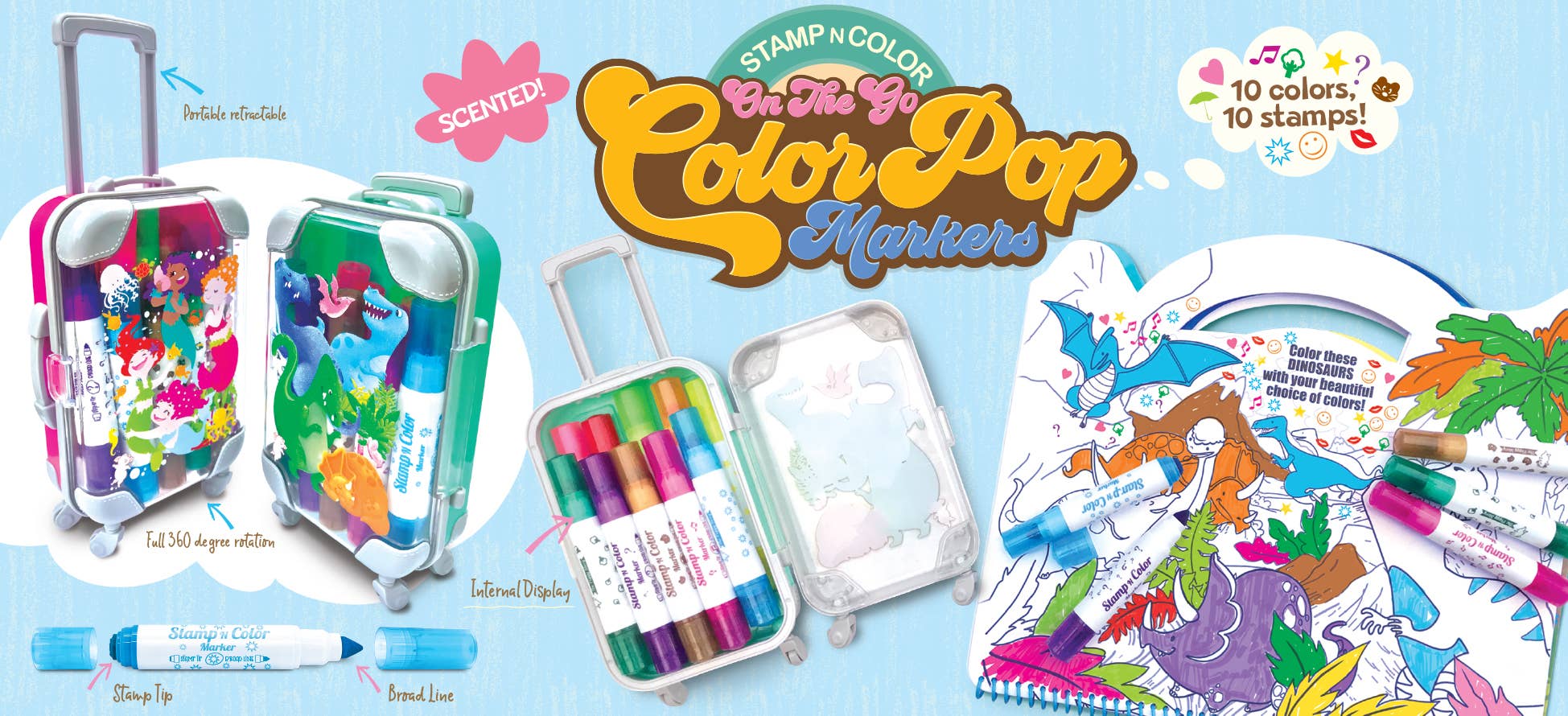 The Piggy Story - Vente Marqueur – enfant et bébé - Color Pop : Timbre n marqueurs de couleur - Monde des dinosaures7