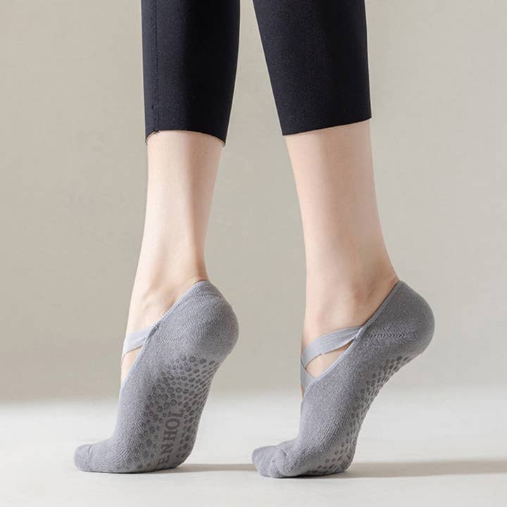 AK Brand - Wholesale Socks - Women's - 3-Pack Ballet Style Grip Socks with Crisscross Elastic and N3