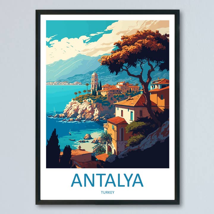 Poster di viaggio di Antalya in Turchia per la vendita all'ingrosso da parte di TravelzonaArt