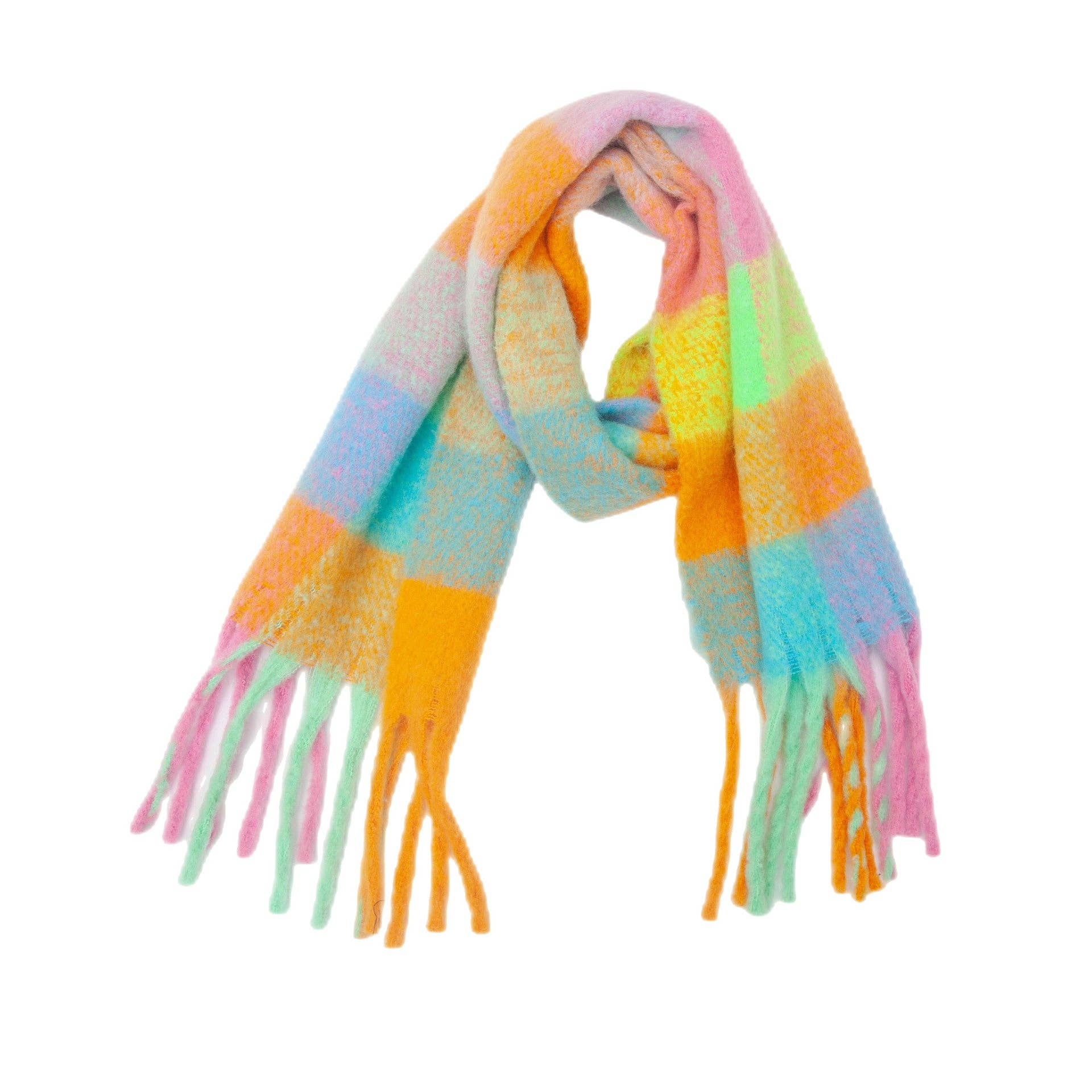 Dipped Shop - Wholesale Scarf - Women's - Coloful Plaid Tassel Scarves DPKS101237