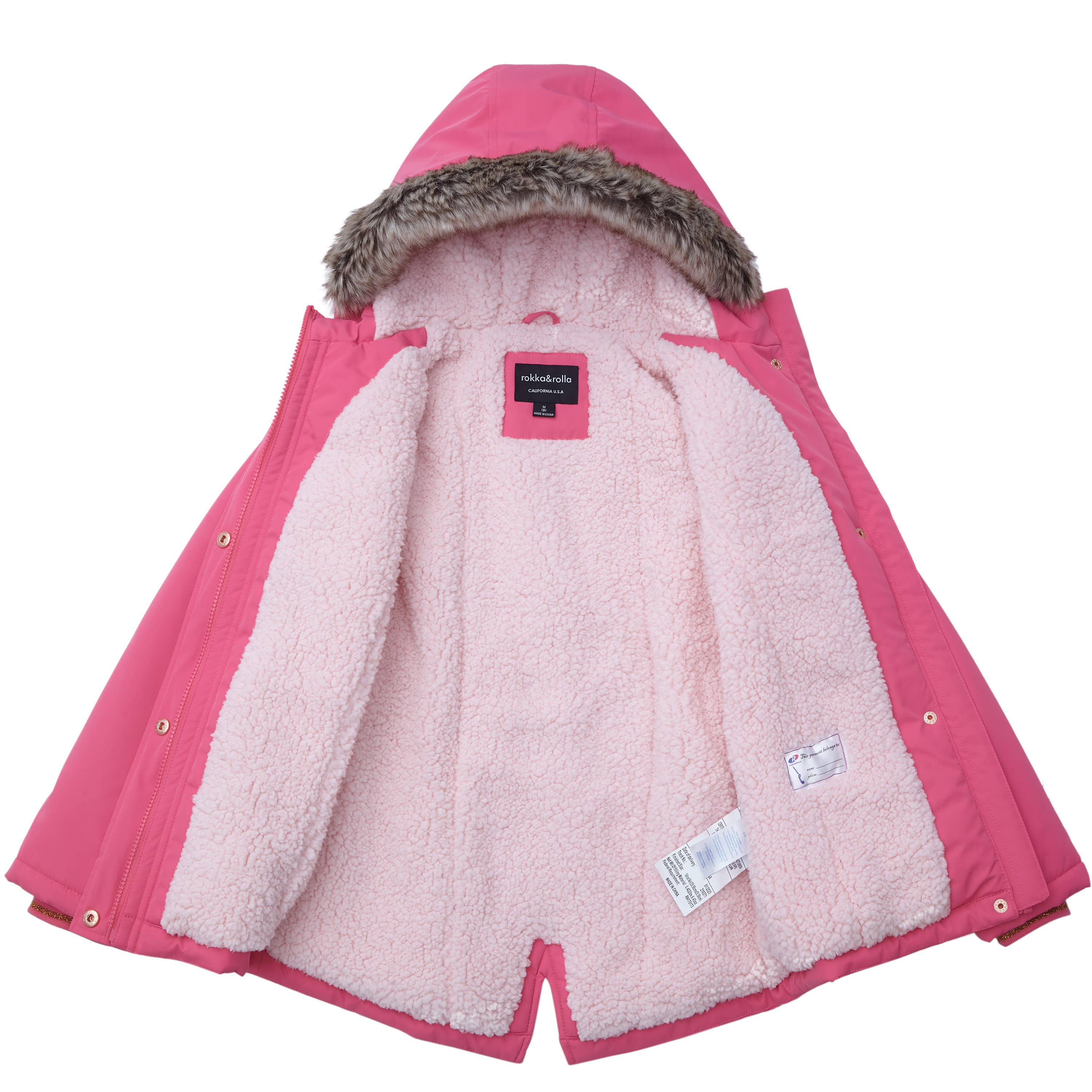 Rokka & Rolla - Wholesale Parka - Kids - Girls' Hooded Parka Jacket Fleece Lined Winter Coat29