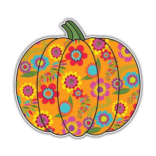 Floral Pumpkin Waterproof Car Laptop Sticker for wholesale by MeganJDesigns