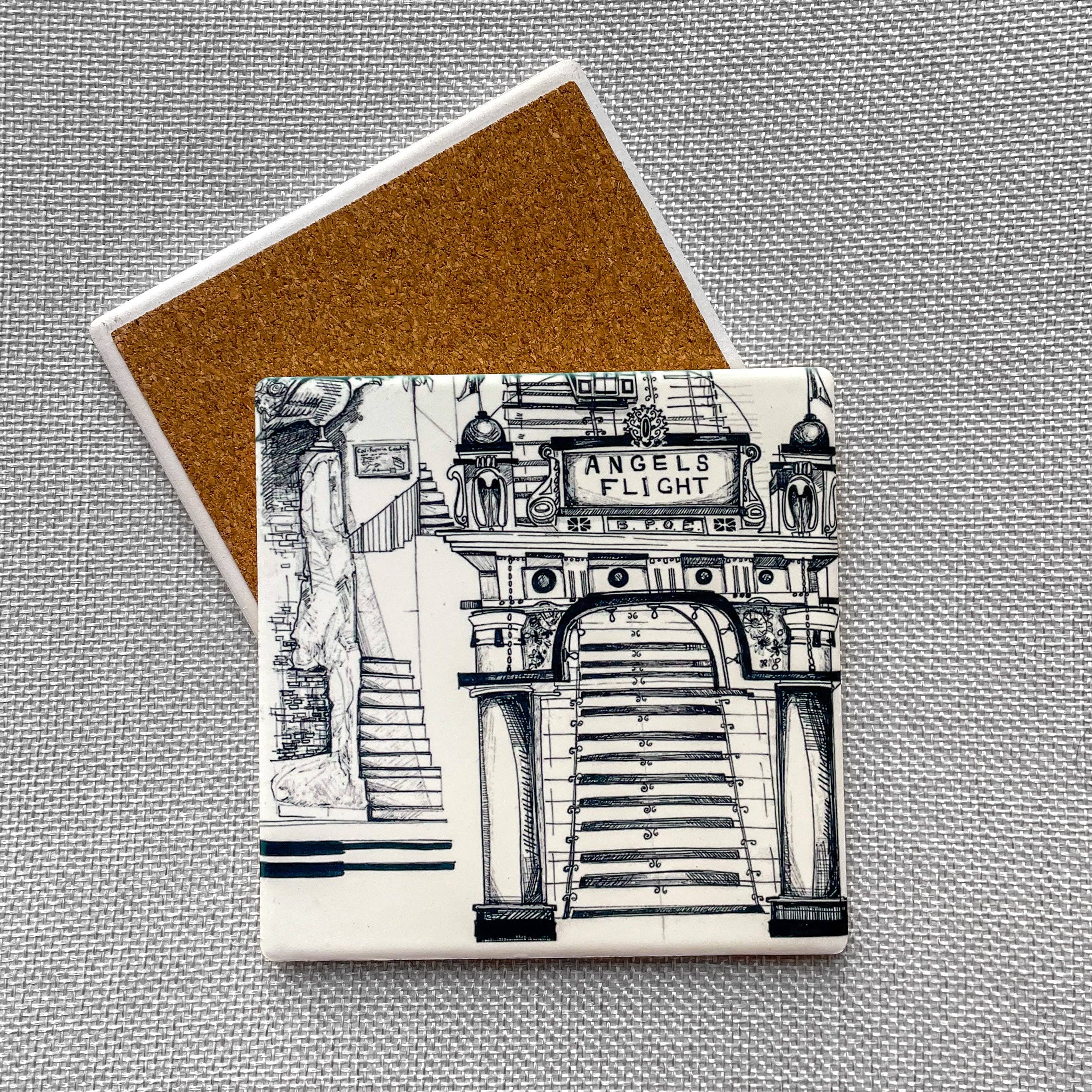 KLoRebel Art Co. - Wholesale Coasters - Angels Flight Incline - Los Angeles - Coaster Set1