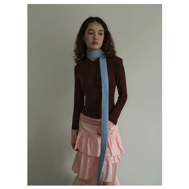 Sweetkama – Cachecol - Mulher por atacado – Lenços de lã skinny de cor sólida para senhora YW01316