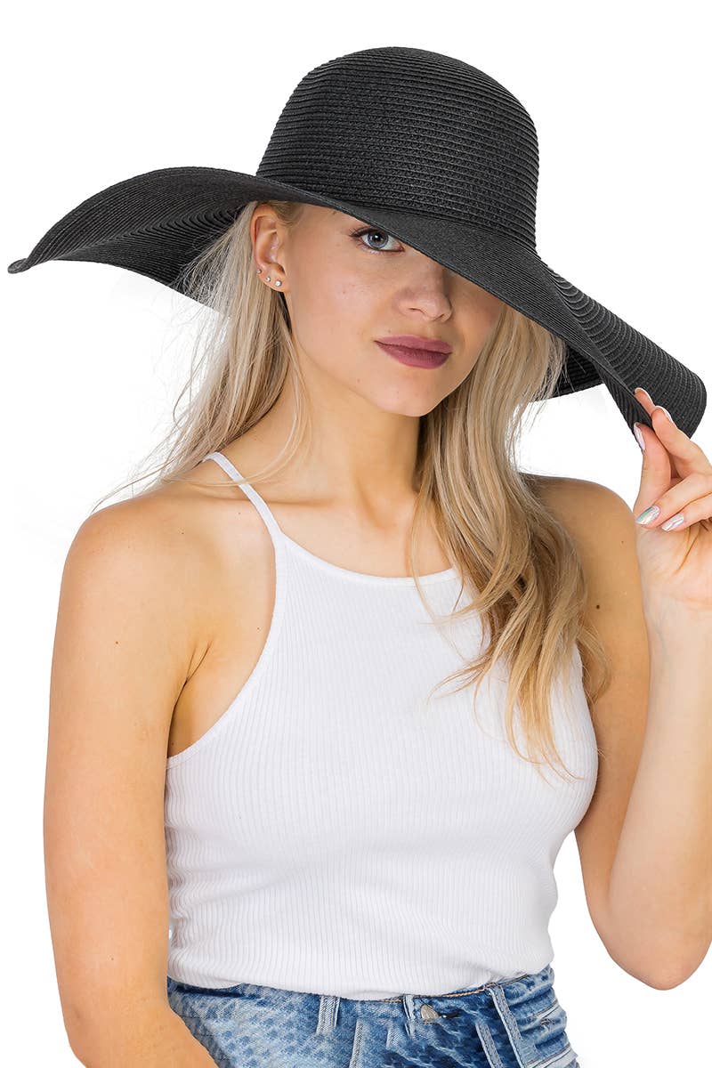 Cap Zone - Venta al por mayor Sombrero de paja - Mujer - Sombrero de sol de paja con tejido apretado, color sólido y ala ancha flexible6