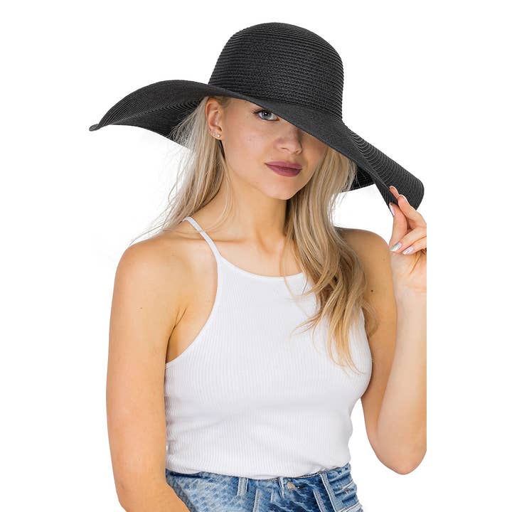 Cap Zone - Venta al por mayor Sombrero de paja - Mujer - Sombrero de sol de paja con tejido apretado, color sólido y ala ancha flexible6