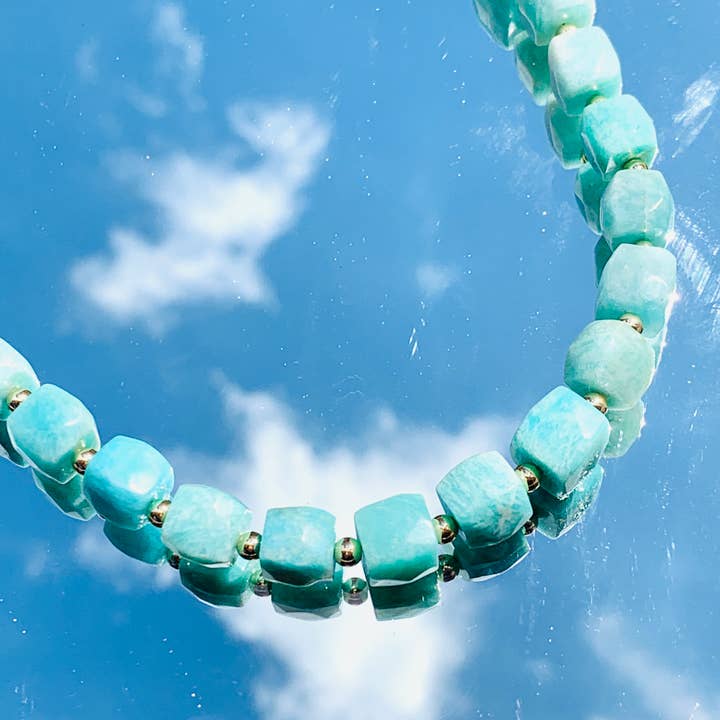 Mali Beads - Venta al por mayor Collares de cuentas/perlas - Collar de amazonita con piedras preciosas naturales y cuentas gruesas para mujer