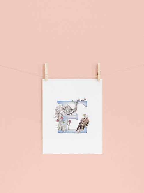 Letter E Giclée Print for wholesale by Kathryn Pow Art