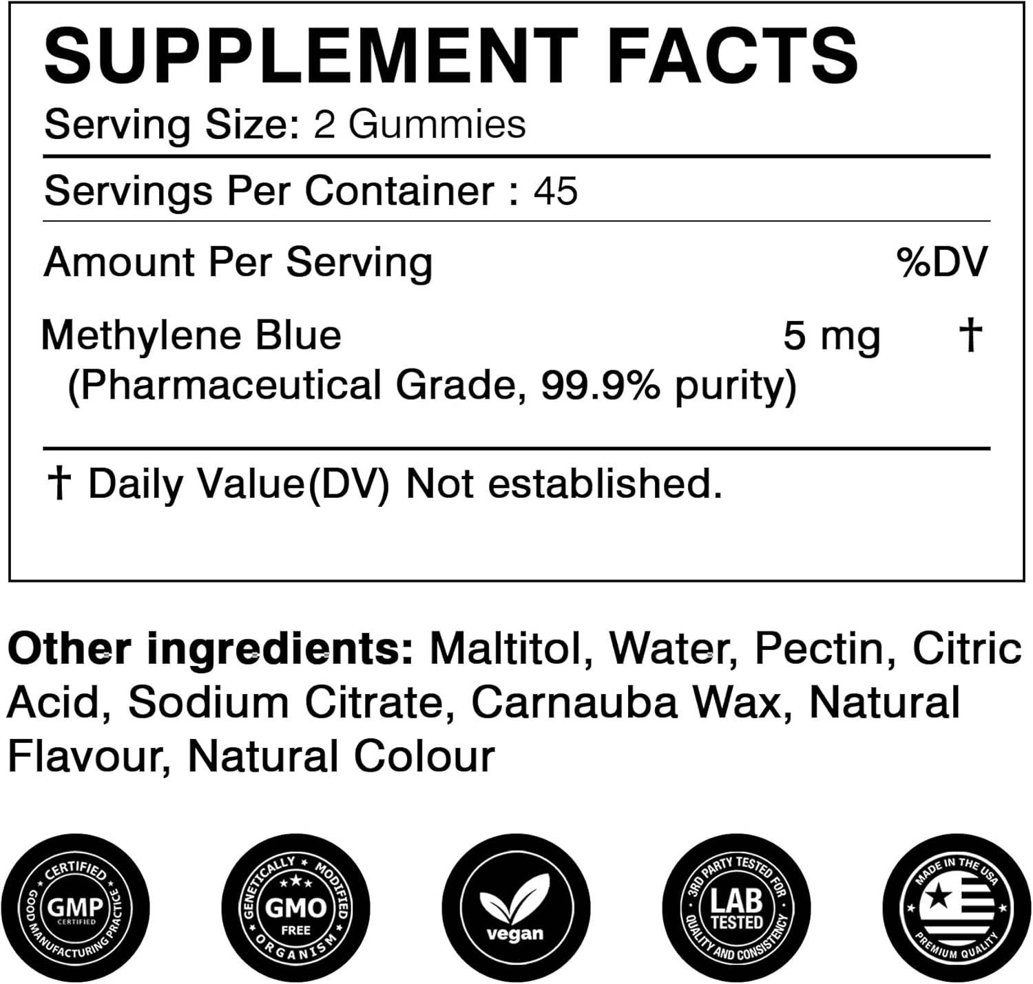 pure Vitamins - Wholesale Oral Supplement/Vitamin - Pure Vitamins Methylene Blue Gummies, Anti-Aging, 90ct - 5mg3