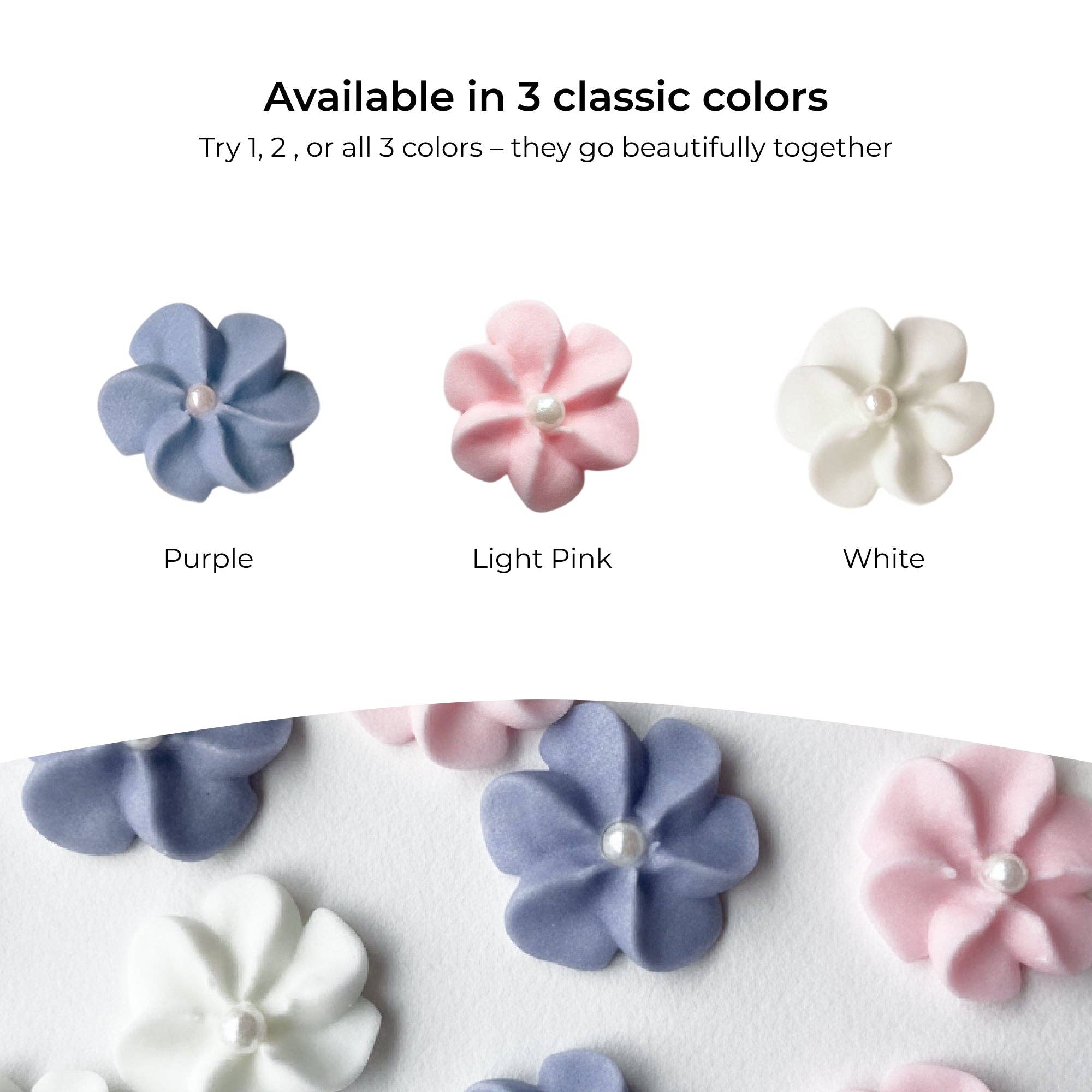 Global Sugar Art - Wholesale Cake/Cupcake Topper - Pink Royal Icing Drop Flowers with Pearl Centers4