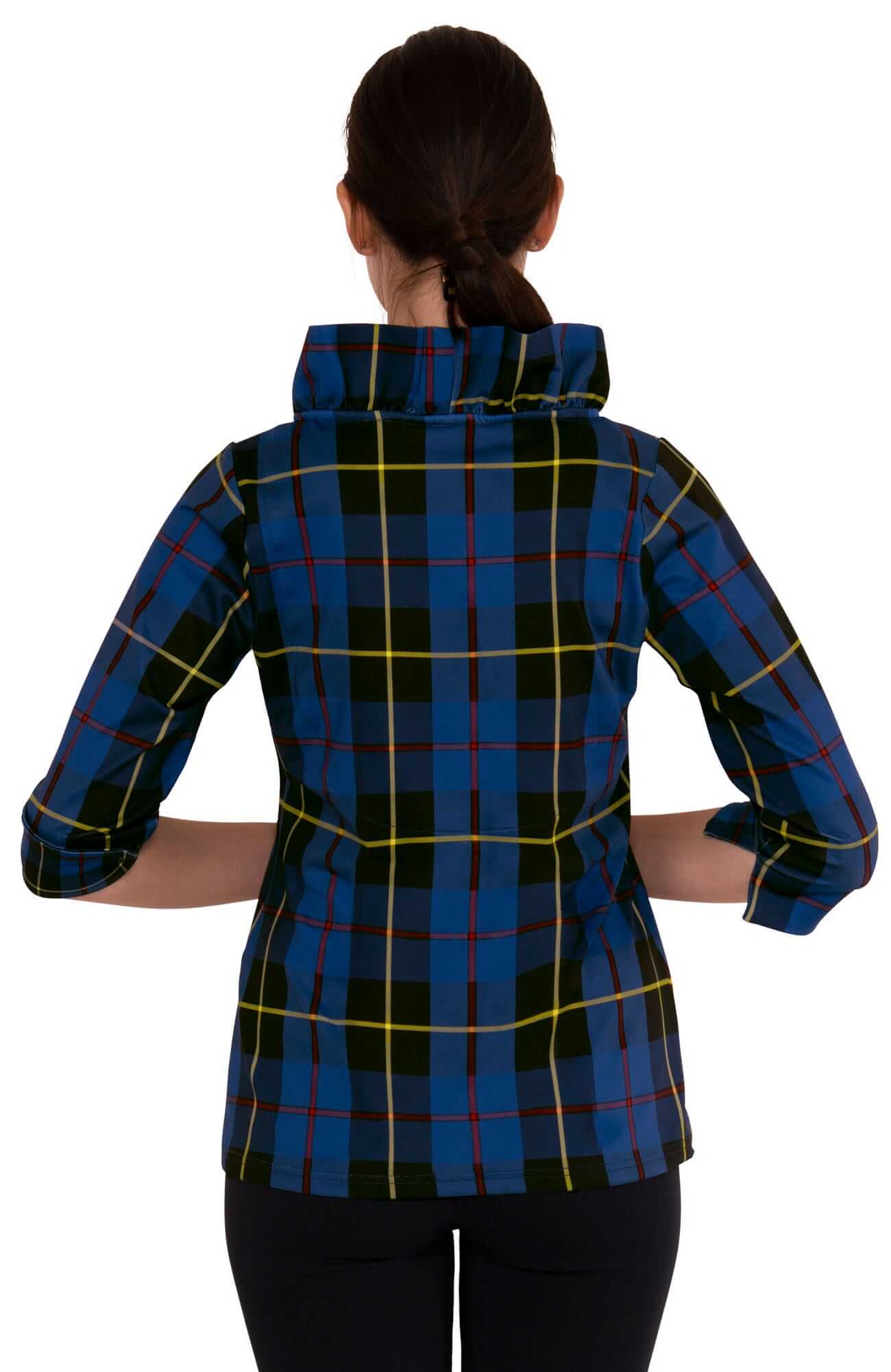 Gretchen Scott LLC – wholesale Blouse – Women’s – Ruffneck Top - Plaidly Cooper7