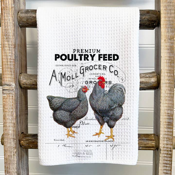 Poultry Feed Chicken Tea Towel for wholesale by This Joyful Home
