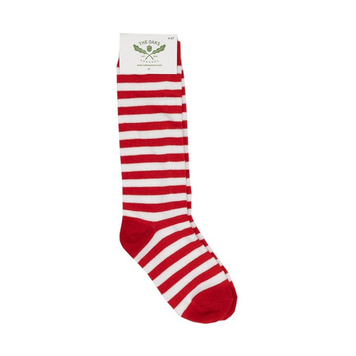 Red Kid's Striped Socks for wholesale by The Oaks Apparel Company