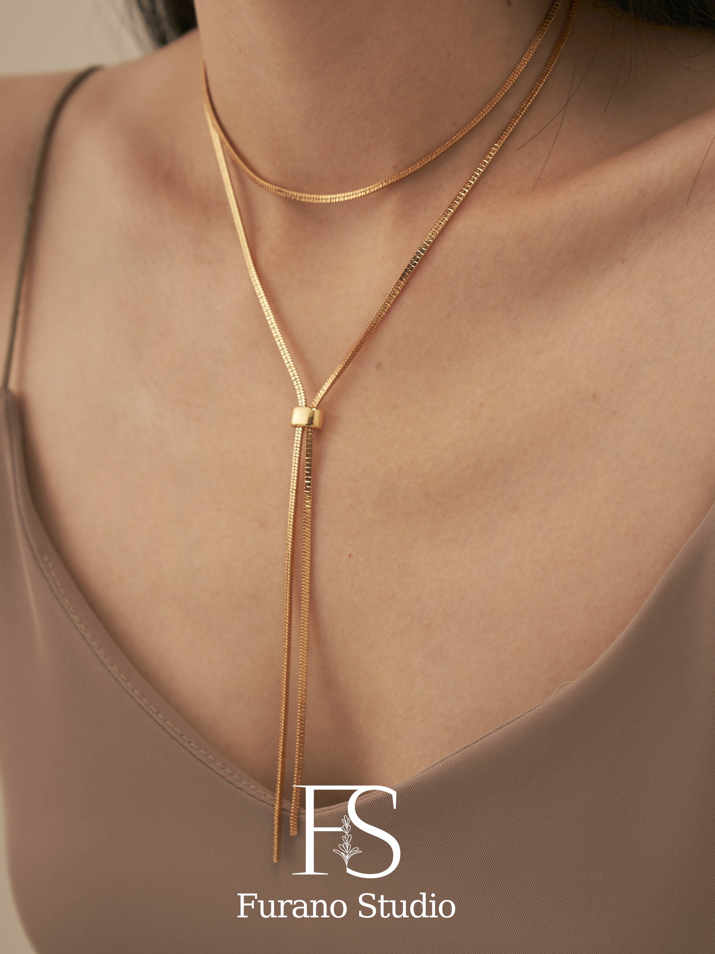 Furano Studio - Wholesale Y-Neck/Lariat Necklace - 18K Gold Extra Long Chain Necklace4