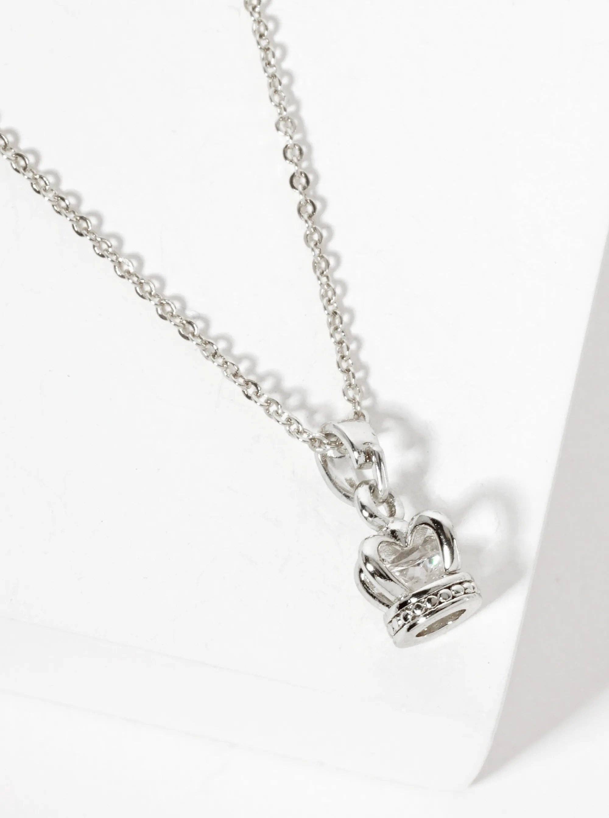 Wild Honey - Wholesale Pendant/Charm Necklace - 18K-Gold-Dipped Cubic-Zirconia Crown Pendant Necklace4