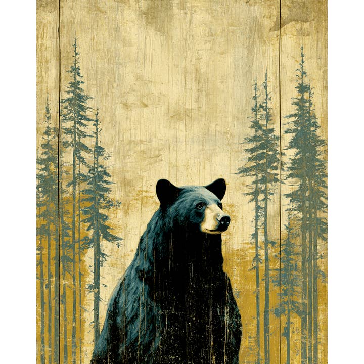 Mowbi - Wholesale Art Print - Curious Black Bear Vintage Wildlife Art Prints - 8"x10" Artwork