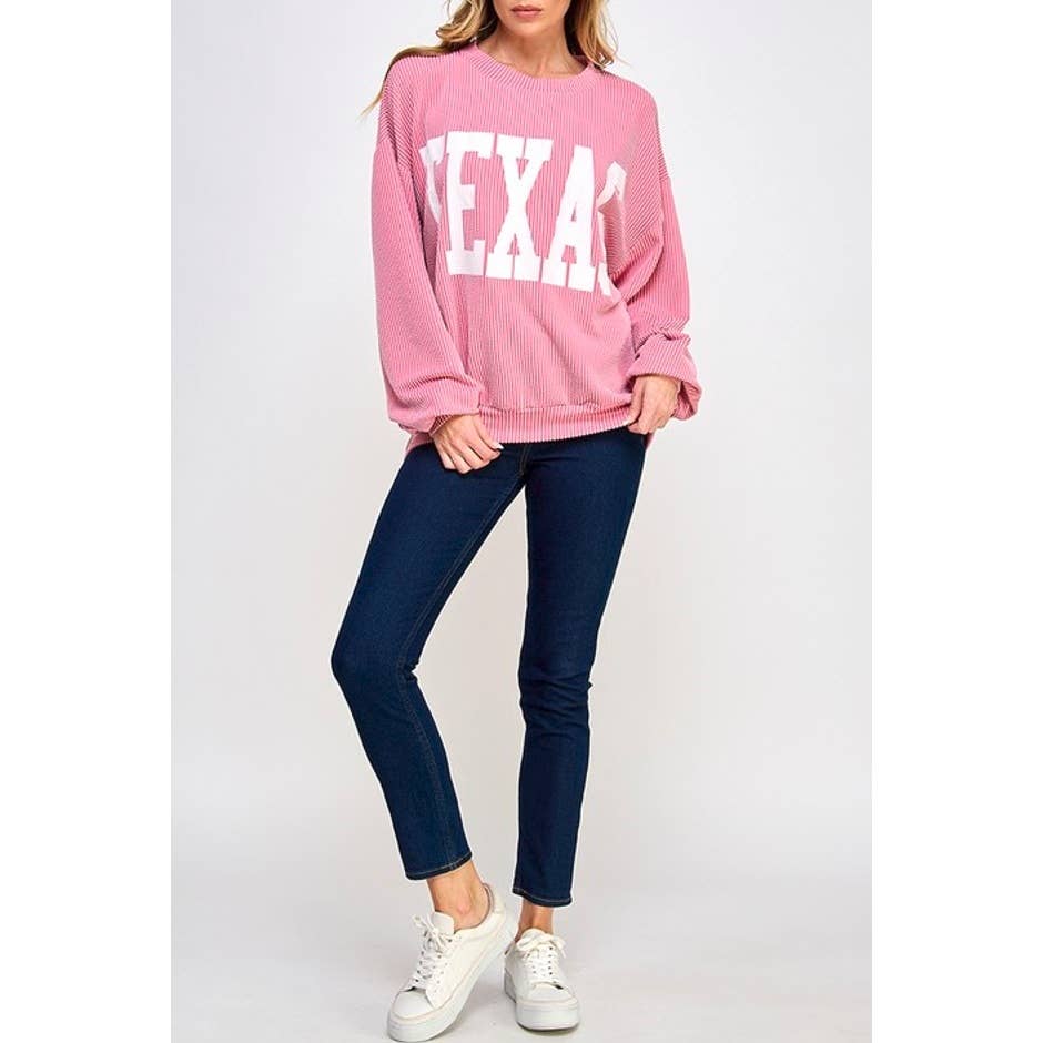 Coloring You - Wholesale Graphic Sweatshirt - Women's - 9078 TEXAS PRINT RIB CORD SWEATSHIRT8