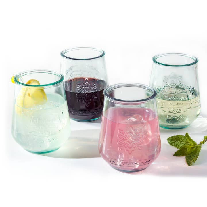Euro Ceramica | ClayBarnHome - Wholesale Drinking Glass/Cup - Spanish Recycled Glass Bara Glass 4 Piece Tumbler Set