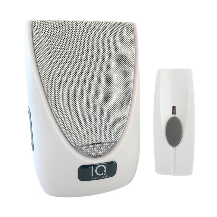 Batteridriven trådlös bärbar dörrklocka med visuell varningssats | 6 klocktoner | 4 volymnivåer | 1 knapp vit för wholesale av FLI Products