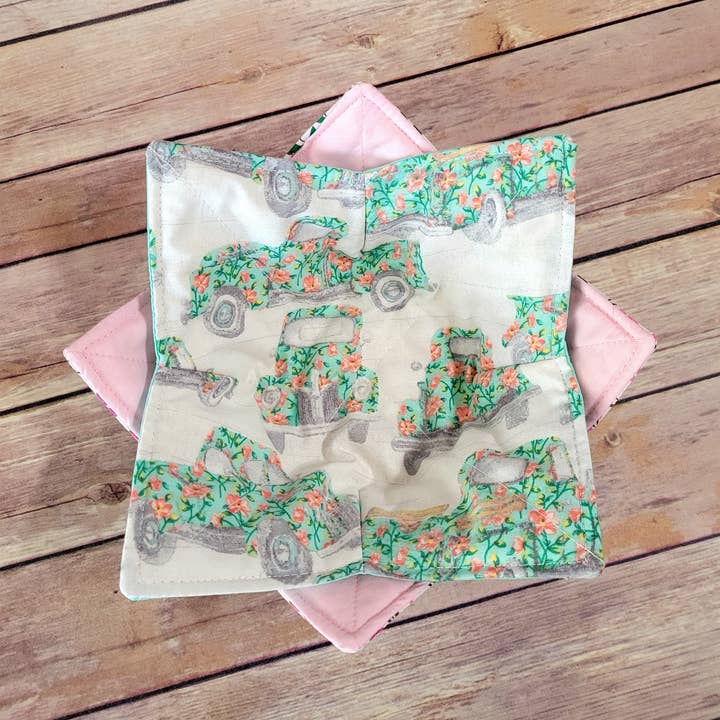 Burpie Bibs Boutique - Wholesale Oven Mitt/Pot Holder - Spring Bowl Cozy | Floral Hot Pad | Flower Padded Holder