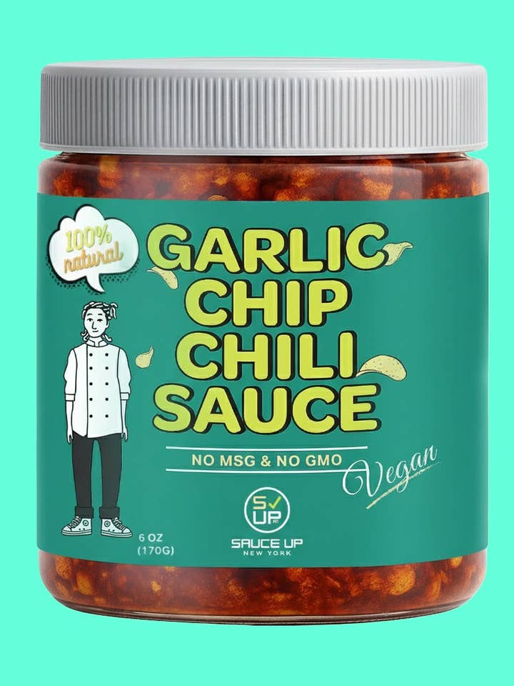 100% helt naturlig vegansk vitlökschip chilisås - toppning! för wholesale av SAUCE UP NYC