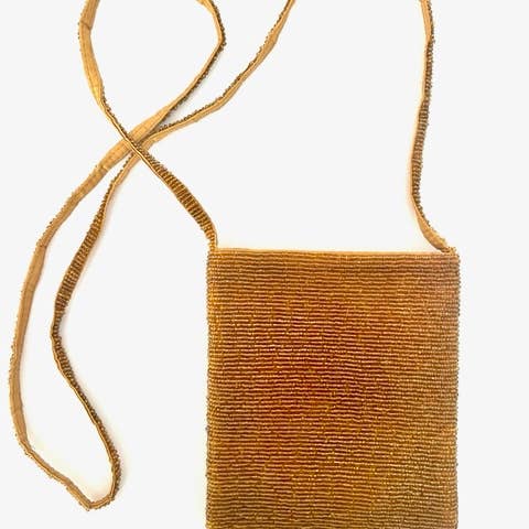 Erik & Mike - Vendita all'ingrosso Borsa a tracolla - Donna - Tracolla decorata con perline su entrambi i lati, dorata, cucita a mano1