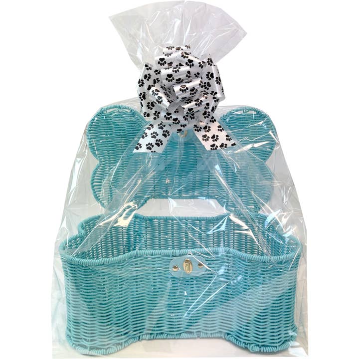 Dog Gift Hamper Kits - Blue Dog Bone Basket / PAW PRINT (x3) for wholesale by Candi Gifts
