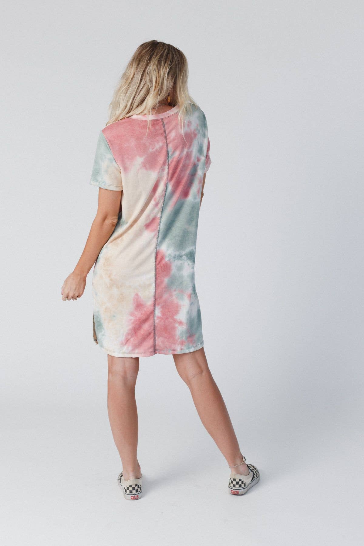 Three Bird Nest - Wholesale Dress - Women's - On The Daily Oversized Slit Tee Dress - Tie Dye6