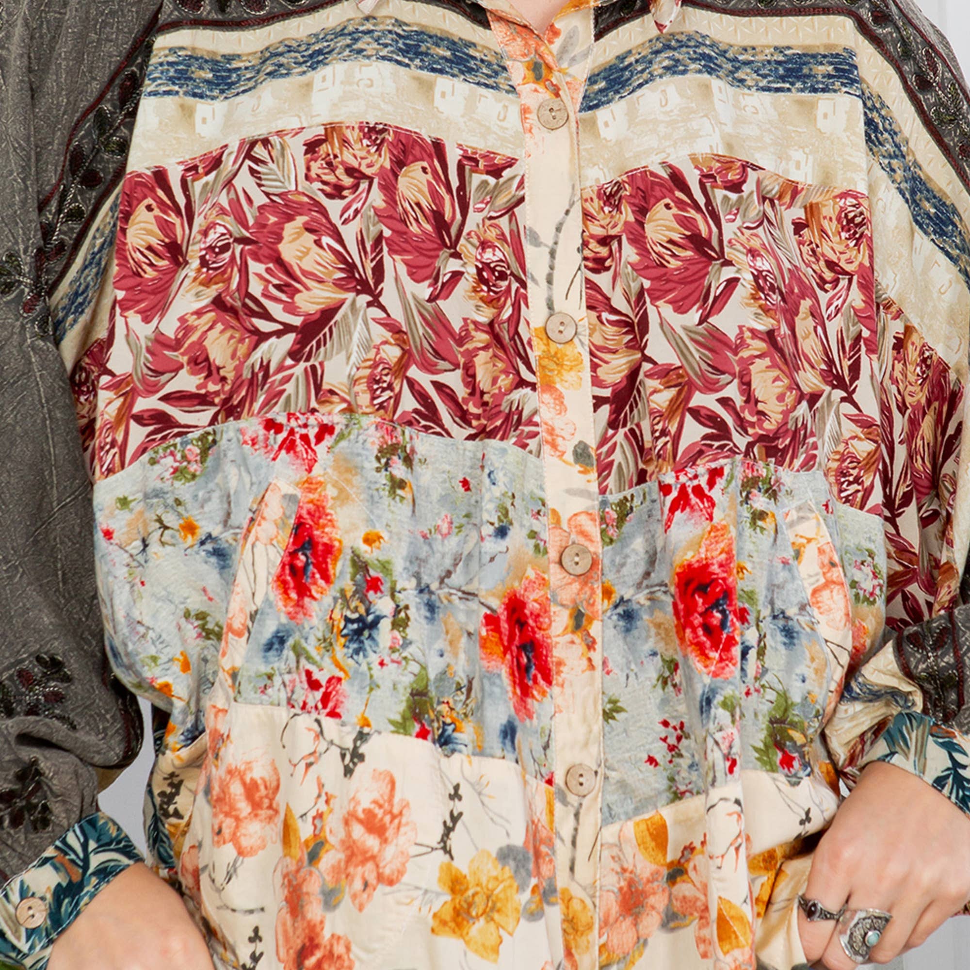 GRAVEL Bishop Sleeves Loose Western Printed Shirt Top for wholesale on Faire4