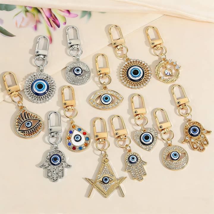 VERSATILE AND CREATIVE EVIL EYE KEYCHAIN_CWMM12945 for wholesale by DOUBLJU