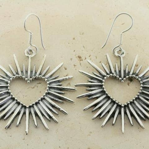Makers & Providers - Wholesale Dangle earrings - Spikey Beaded Heart Earring0