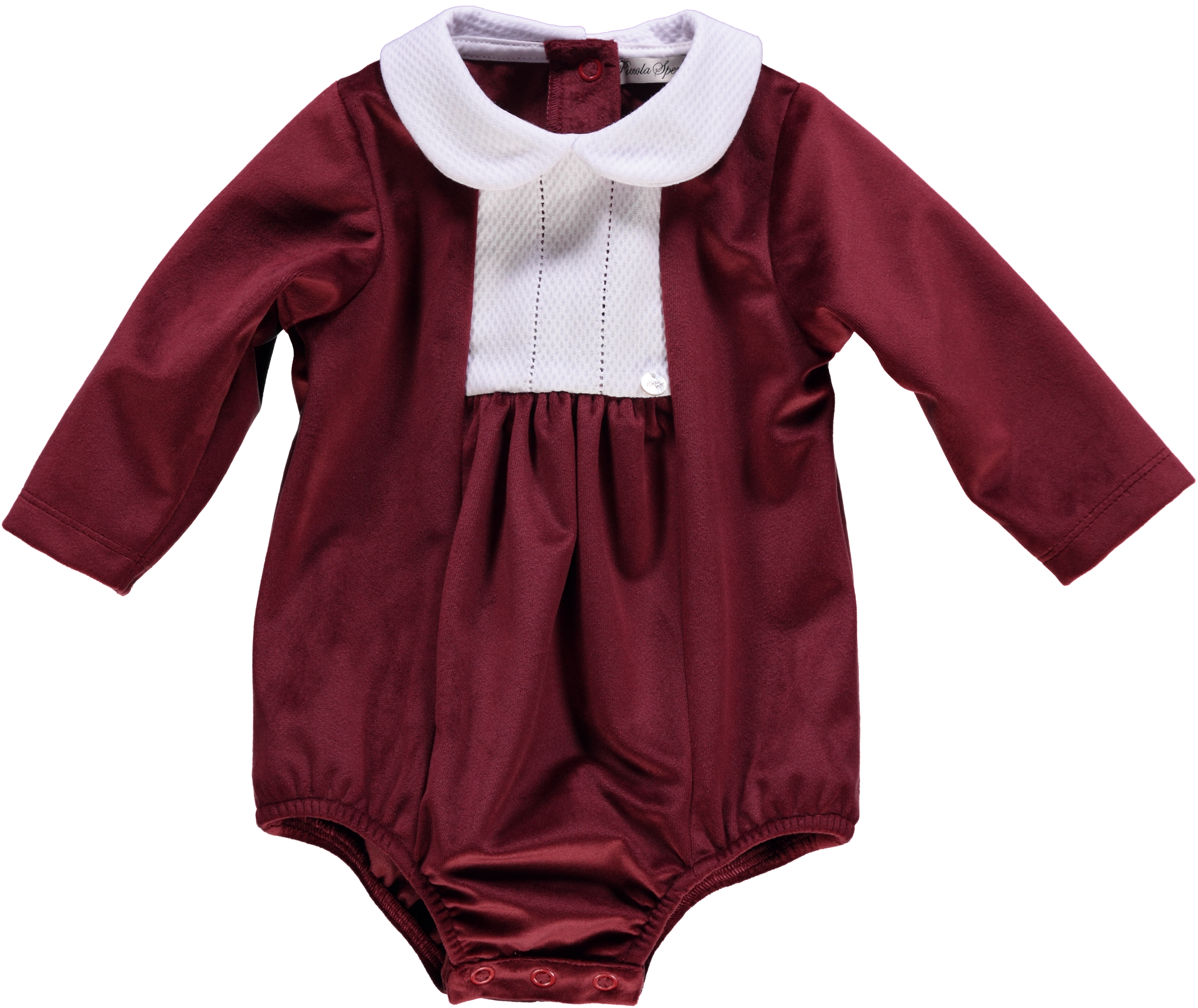 Piccola Speranza – Bodysuit - Bebé por atacado – Body de menino bordeaux de veludo0