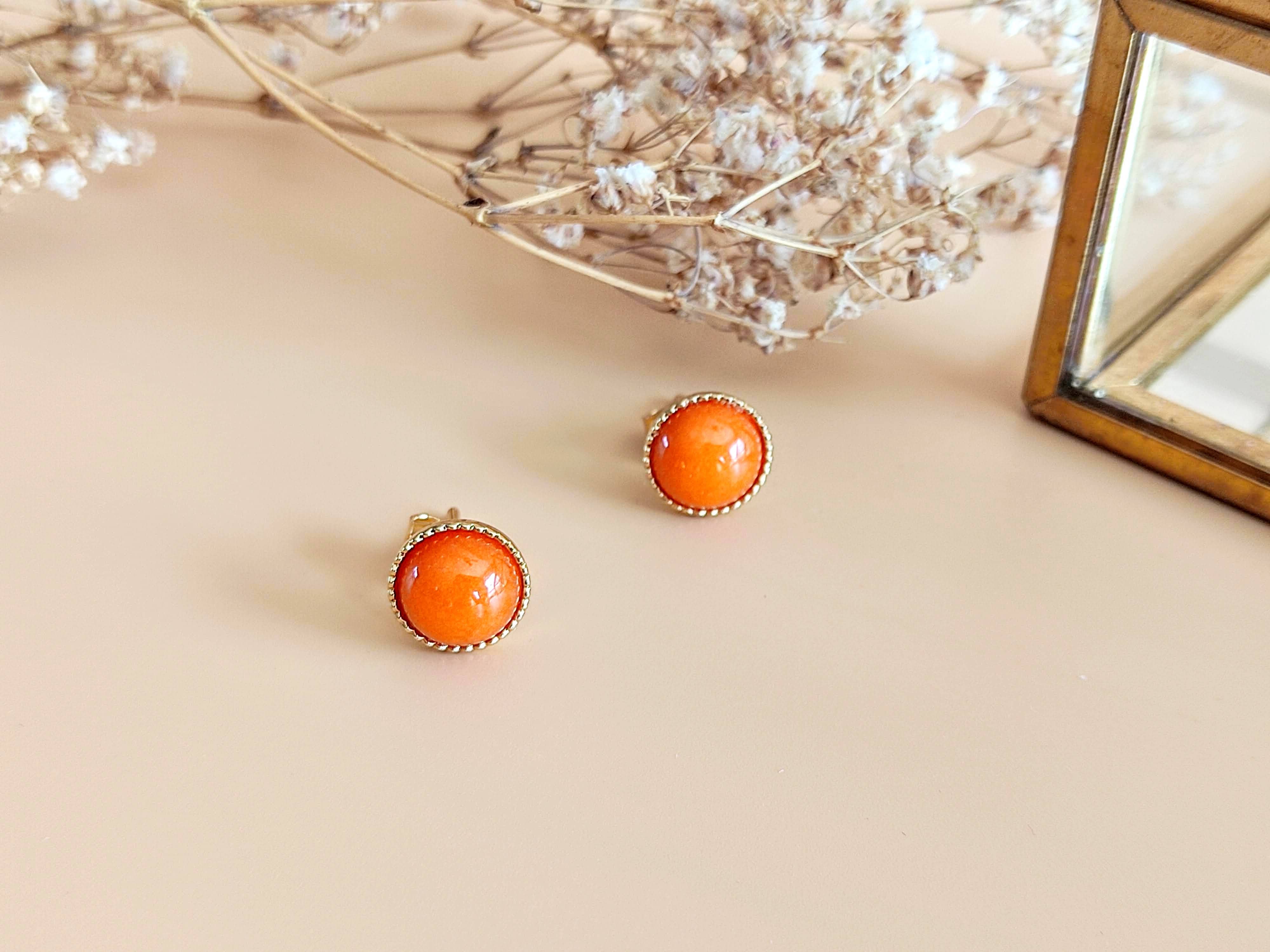 Sophie Bijoux - Wholesale Stud/Post Earrings - La Classique Orange Agate Earrings0