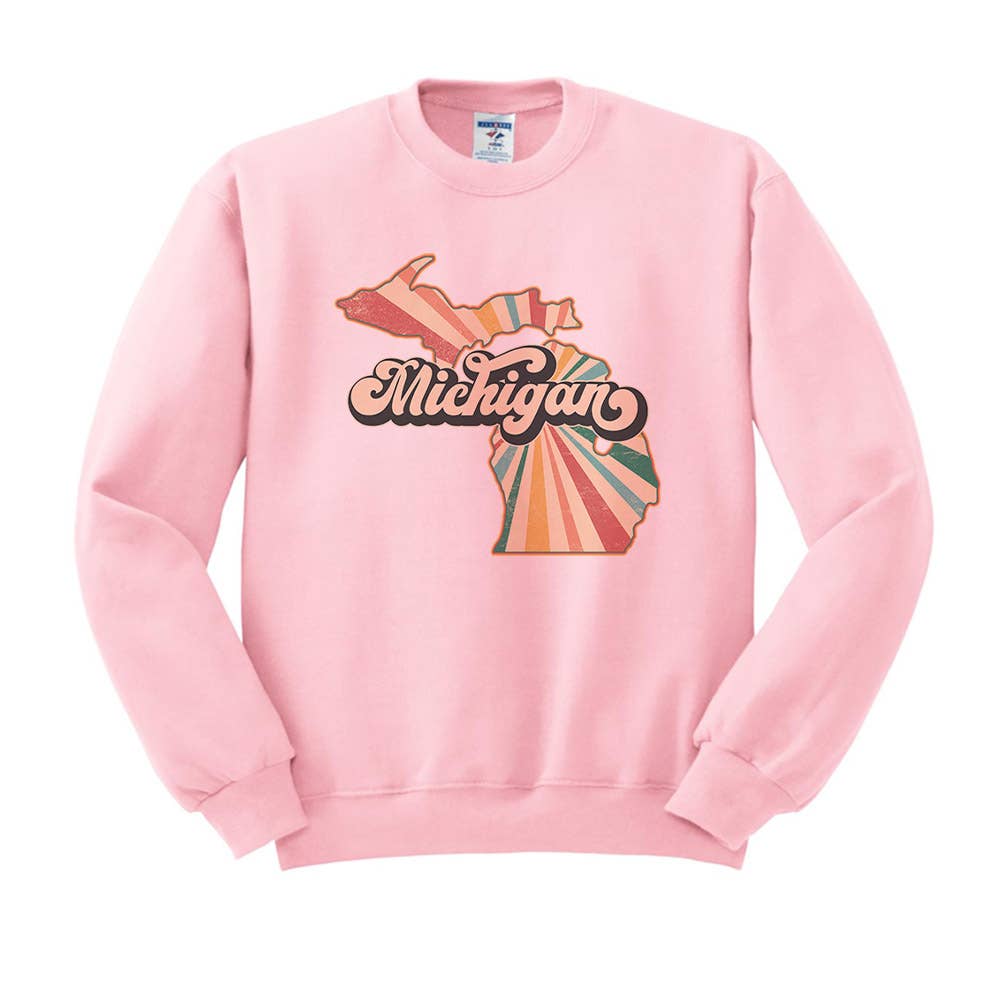 Lucky Luna Apparel - Wholesale Graphic Sweatshirt - Women's - Retro Michigan Crewneck Sweatshirt2