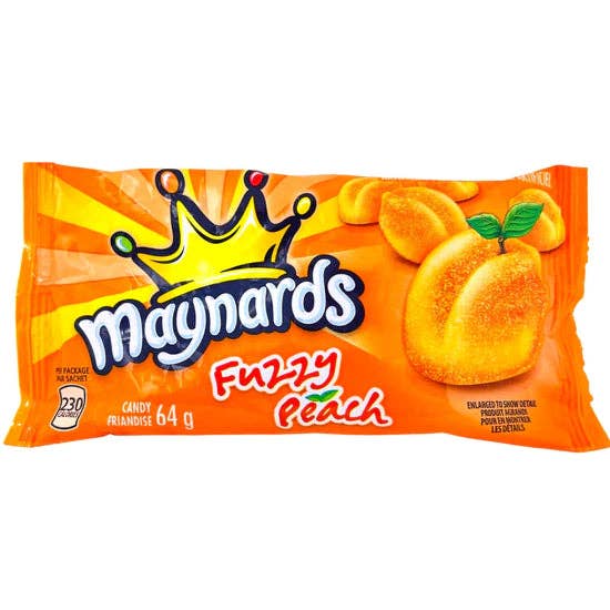 Maynards Fuzzy Peach Candy - 64g- 18 ct for wholesale by Echo Sales America