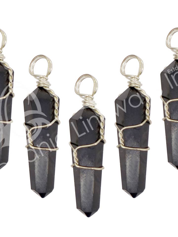 (PK 5) PINGENTE - SHUNGITE ENROLADO EM FIO (PK 5) 1,5" por atacado de Oceanic Linkways Inc