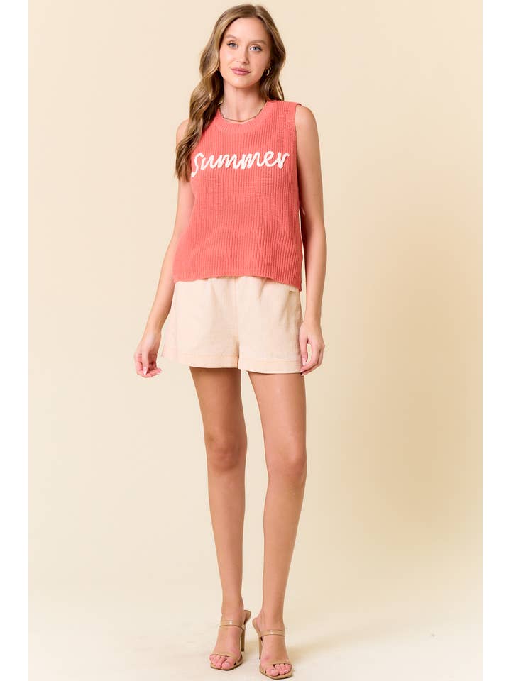 Doe and Rae - Wholesale Knit Sweater - Women's - ROUND NECK SUMMER SWEATER TANK TOP - 44943T-1