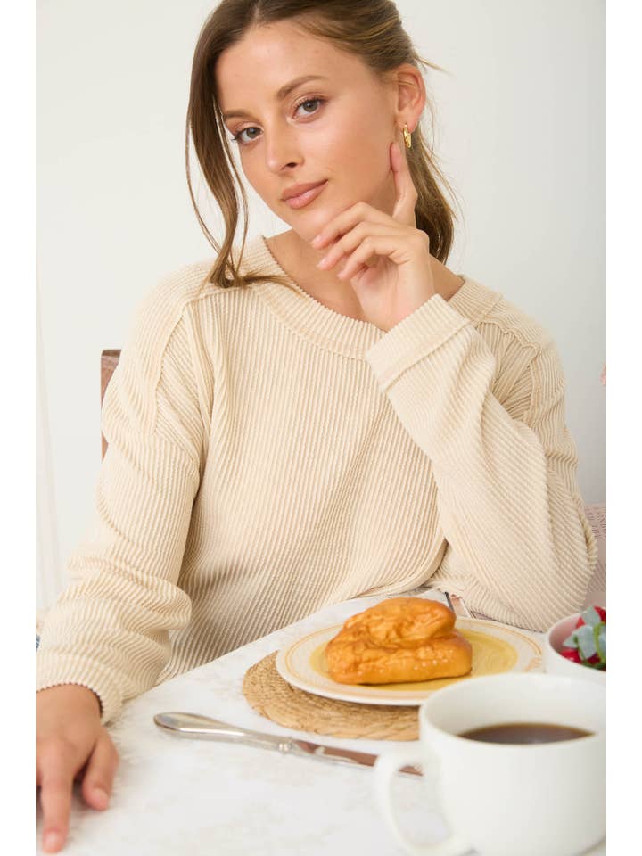 J.O.A - Wholesale Knit Top - Women's - CREW NECK RIBBED LONG SLEEVE KNIT TOP16