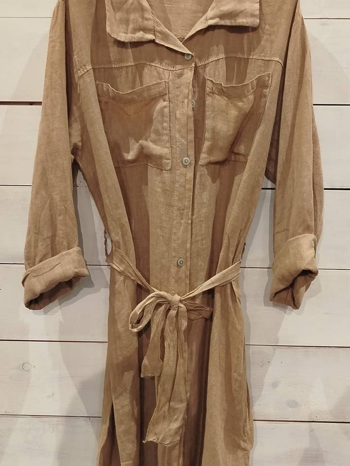 Linos y Textiles - Wholesale Dress - Women's - REF-26201 Long shirt dress 100% Linen8