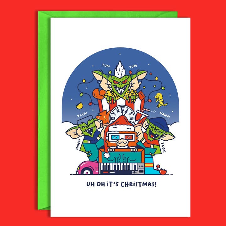 Oh oh c'est Noël Carte de Noël Gremlins pour la vente par Geeky Little Monkey