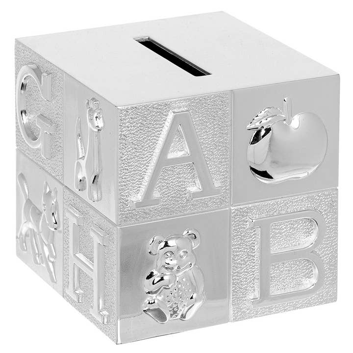 Deluxe Silver Plated Money Box Cube Silver for wholesale by Joe Davies