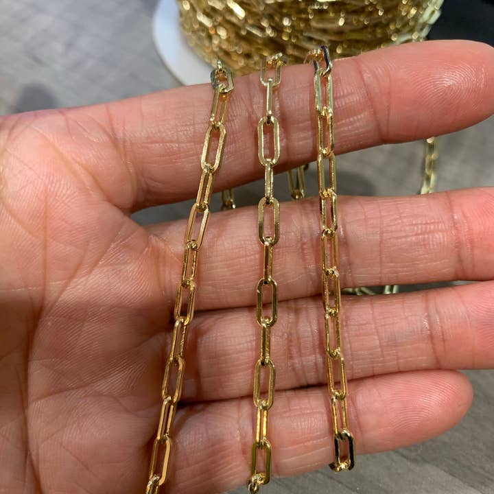 BestBeads&Beyond - Wholesale Link & Chain Necklace - Gold Silver Small link thick Paperclip Chain by Yard, sku#LS06