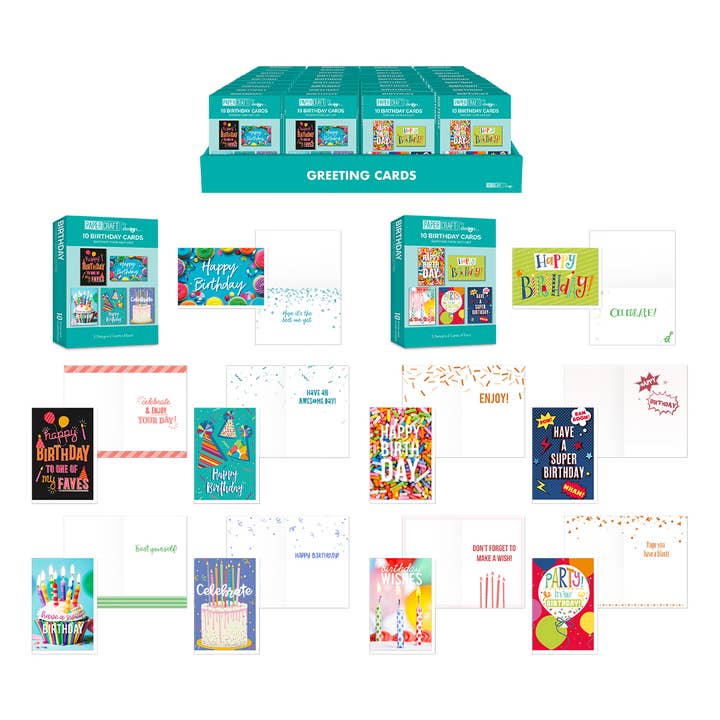 Papercraft - Wholesale Birthday Card - Boxed Greeting Cards - Birthday, 10 Ct