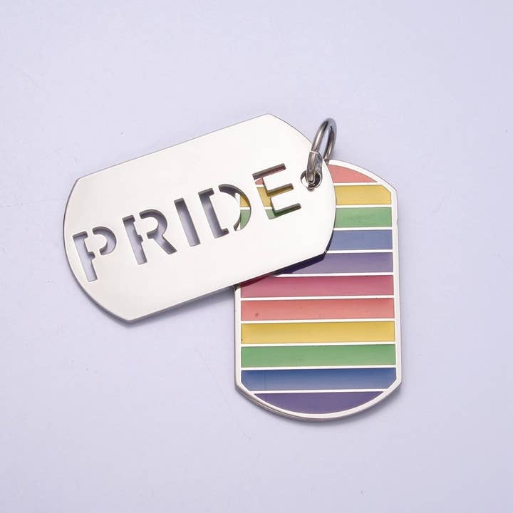 Silver militärbricka regnbågspride-berlock för HBTQ-smycken inspirerad X-628 för wholesale av Aim Eternal