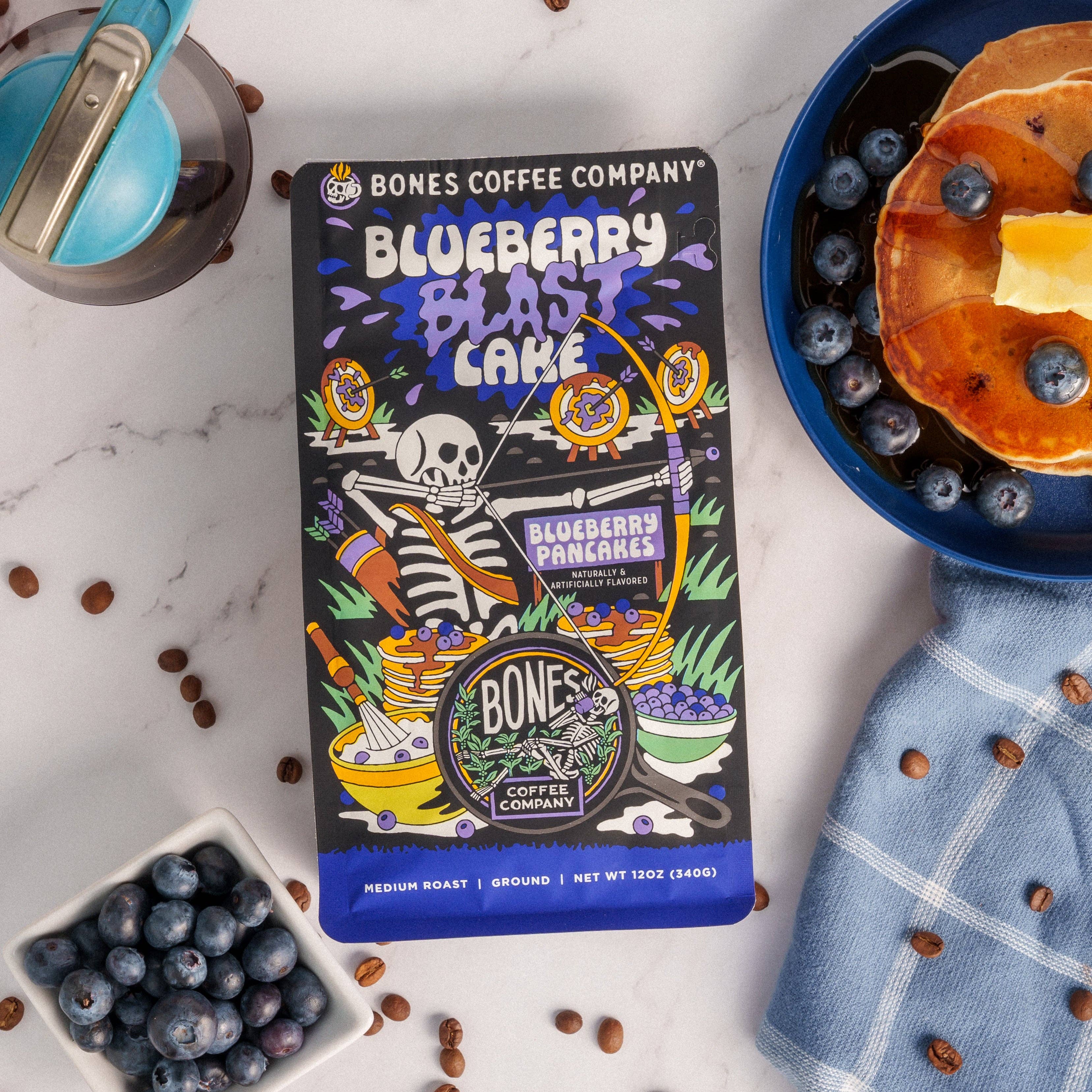 Bones Coffee Company - Wholesale Cake Mix - Blueberry Blast Cake Coffee | 12oz | Whole Bean & Ground6