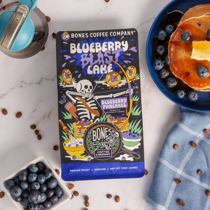 Bones Coffee Company - Wholesale Cake Mix - Blueberry Blast Cake Coffee | 12oz | Whole Bean & Ground6